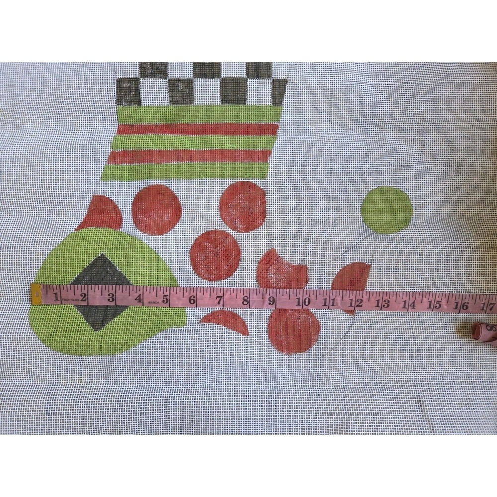 Needlepoint Canvas Christmas Stocking New Hand Painted Needlepoint Canvas Huge - Picture 4 of 9
